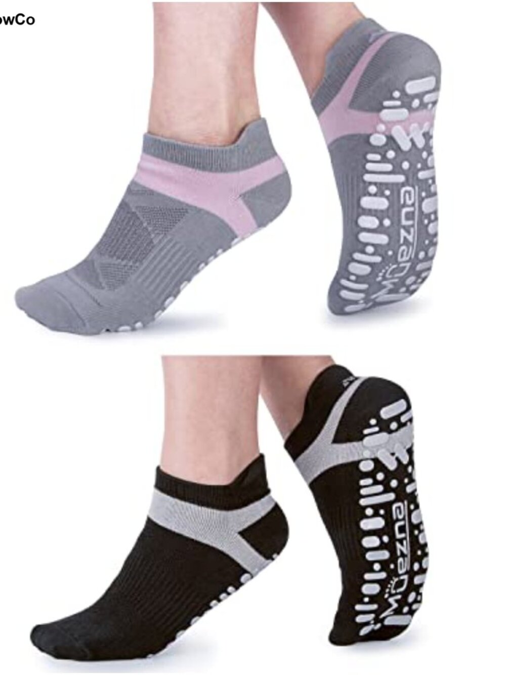 Grippy Non Slip Pilates Yoga Socks with Grips, Combed Cotton Crew